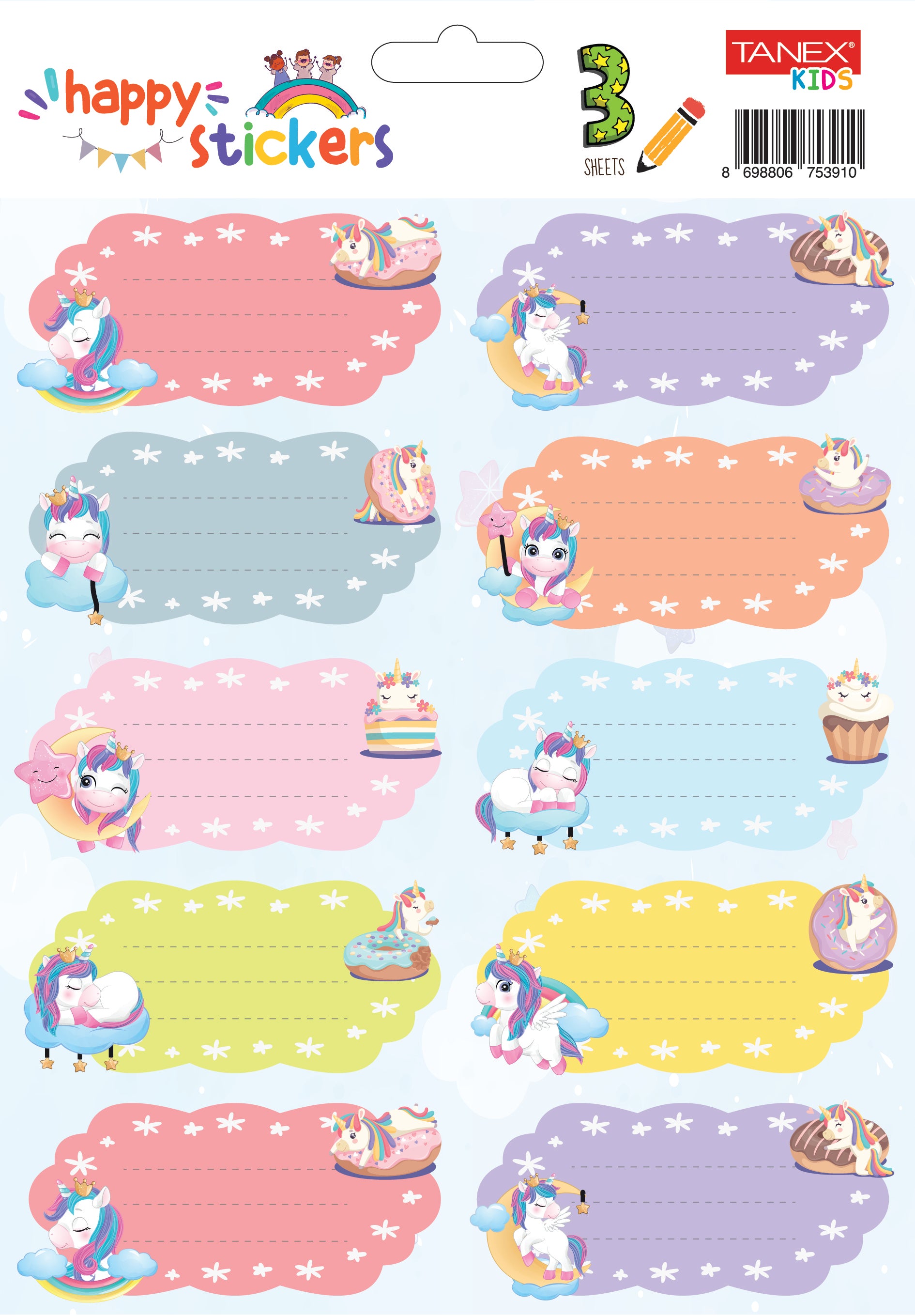 ETICHETE SCOLARE 30/SET UNICORNI 2 TLS-734 TANEX ETICHETE SCOLARE 30/SET UNICORNI 2 TLS-734 TANEX